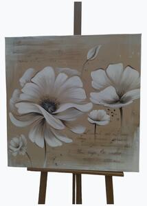 Maľovaný obraz Béžové kvety 70x70 cm