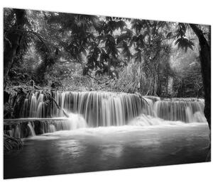 Obraz - Čiernobiely vodopád (90x60 cm)