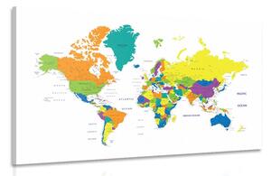 Obraz farebná mapa sveta na bielom pozadí Varianta: 60x40