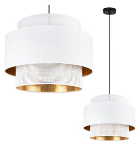 Závesné svietidlo Asti, 1x PVC/biele textilné tienidlo, (fi 40cm), g/c, b