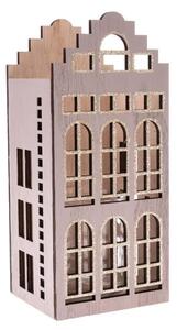 Svietnik - drevený domček, fialový 10x22,5x9 cm