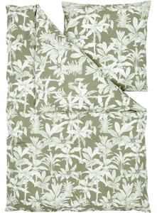 Zeleno-sivé obliečky na jednolôžko z ranforce bavlny Westwing Collection, 155 x 220 cm