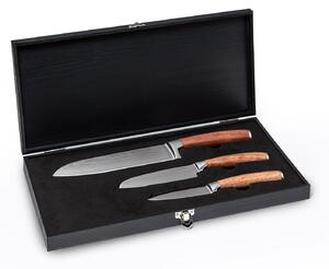 Klarstein Kishiko, súprava nožov, damascénska oceľ, 3-dielna, extra ostré, rukoväte z ružového dreva