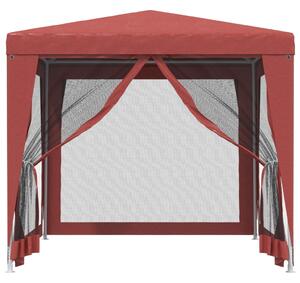 Párty stan so 4 sieťovými bočnými stenami červený 2,5x2,5m HDPE