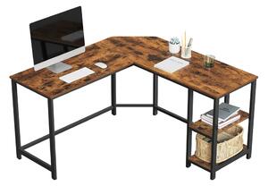 Rohový kancelársky stôl s dvoma policami, industriálny štýl