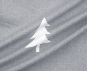 Sivé flanelové obliečky na jednolôžko Fovere X-mas Tree, 155 x 220 cm