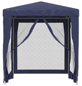 Párty stan so 4 sieťkovanými bočnými stenami modrý 2x2 m HDPE