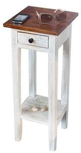 Bielo-hnedý drevený príručný stolík Hemingway antik 25 x 25 cm »