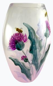 Maľovaná váza s motívom kvetov a včely 25cm