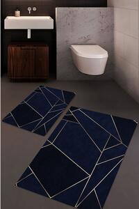 Tmavomodré kúpeľňové predložky v súprave 2 ks 60x100 cm Geometric – Mila Home