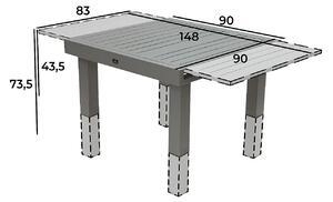 DEOKORK Hliníkový stôl rozkladací aj výškovo nastaviteľný 90/150x90 cm TITANIUM (2v1)