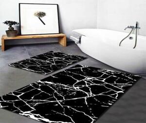 Biele/čierne kúpeľňové predložky v súprave 2 ks 60x100 cm Marble – Mila Home