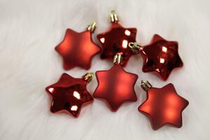 Červené závesné vianočné ozdoby hviezdy 6ks 5cm