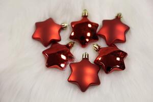 Červené závesné vianočné ozdoby hviezdy 6ks 5cm