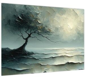 Obraz - Olejomaľba stromu s oceánom (70x50 cm)