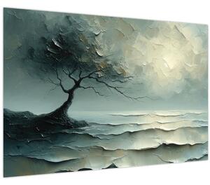 Obraz - Olejomaľba stromu s oceánom (90x60 cm)