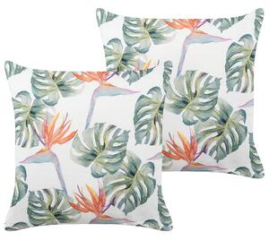 Sada 2 záhradných vankúšov viacfarebná polyester 45 x 45 cm štvorcová motív listov monstery moderný dizajn dekoračný vankúš
