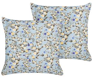 Sada 2 vonkajších vankúšov modrá polyester 45 x 45 cm štvorcová kvetinový vzor dekoračný vankúš záhrada terasa