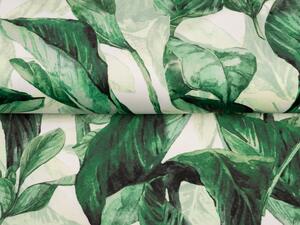 Zamatová látka Tamara TMR-028 Veľké zelené listy - šírka 140 cm