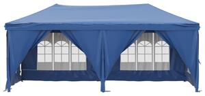Skladací párty stan s bočnými stenami modrý 3x6 m