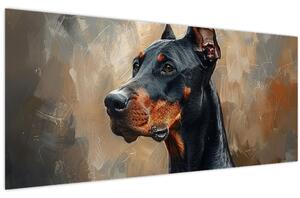Obraz - Portrét Dobermana (120x50 cm)