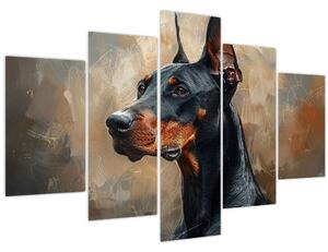 Obraz - Portrét Dobermana (150x105 cm)