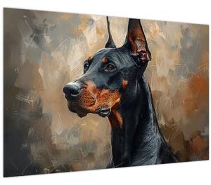 Obraz - Portrét Dobermana (90x60 cm)