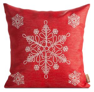 VIANOČNÁ DEKORAČNÁ OBLIEČKA NA VANKÚŠ SNOWFLAKE 45X45 CM ČERVENÁ