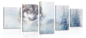 5-dielny obraz vlk v zasneženej krajine Varianta: 100x50
