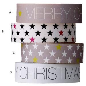 Samolepiaca designová páska - Christmas B bílá - hvězdy
