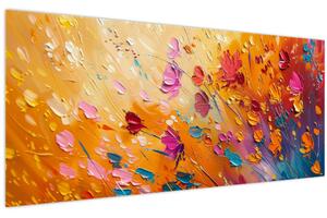 Obraz - Maľba farebných kvetov (120x50 cm)