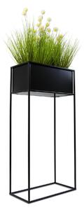 KOVOVÝ KVETINÁČ SO STOJANOM RECT 90X24X44 CM ČIERNA