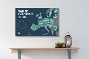 Obraz náučná mapa s názvami krajín európskej únie Varianta: 60x40