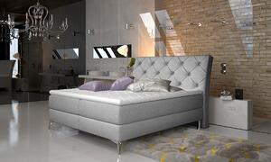 Čalúnená manželská posteľ s úložným priestorom Amika 180 - svetlosivá