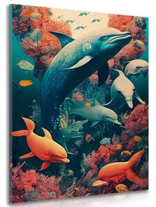 Obraz surrealistické delfíny Varianta: 40x60