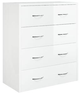 Komoda so 4 zásuvkami 60x30,5x71 cm lesklá biela