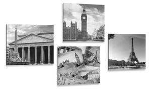 Set obrazov historické pamiatky v čiernobielom prevedení Varianta: 4x 40x40