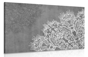 Obraz prvky kvetinovej Mandaly v čiernobielom prevedení Varianta: 60x40