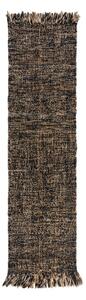 Čierny jutový behúň Flair Rugs Idris, 60 x 230 cm