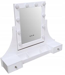 Bestent Toaletný stolík LED zrkadlo a biela taburetka