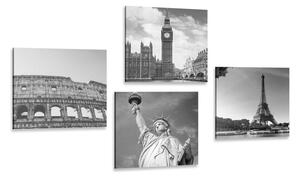 Set obrazov čiernobiele historické pamiatky Varianta: 4x 40x40