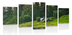 5-dielny obraz rozprávkové domčeky pri rieke Varianta: 100x50