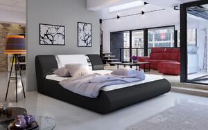 Čalúnená manželská posteľ s roštom Folino 180 - čierna / biela
