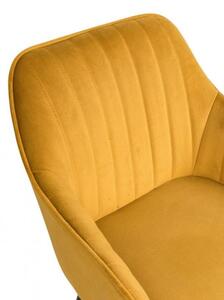 Žltá zamatová barová stolička Turin s područou »