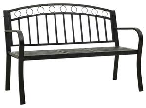 Záhradná lavica so stolíkom čierna 120 cm oceľ