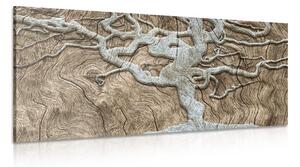 Obraz abstraktný strom na dreve v béžovom prevedení Varianta: 100x50
