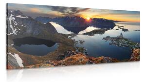 Obraz očarujúca horská panoráma so západom slnka