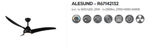 Ventilátor s osvetlením ALESUND Black, LED20W, 2700-4000-6000K, D115cm