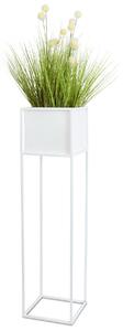 KOVOVÝ KVETINÁČ SO STOJANOM PLAIN 90X24 CM BIELA