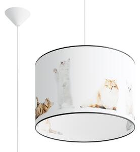 Detské závesné svietidlo Kitty, 1x plastové tienidlo so vzorom, (fi 40cm)